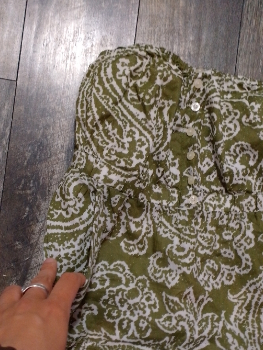 American Eagle Sage Green Paisley Mini Tube Top Dress Trippy Forest Hippie - Picture 5 of 11